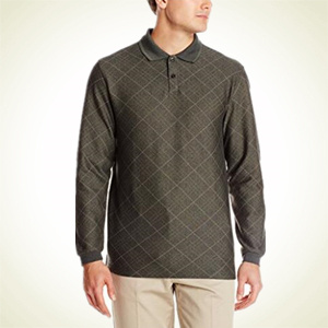 Amazon.com：Haggar Jacquard Knit 男士长袖Polo衫 商务休闲风