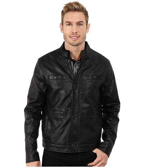 Kenneth Cole New YorkDistressed Faux Leather 男士仿真皮机车夹克