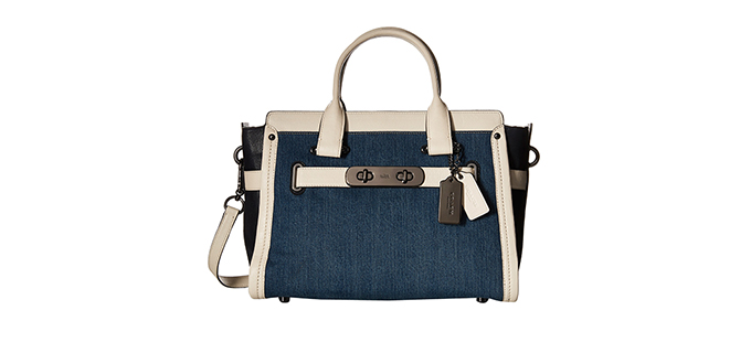COACH 蔻驰 SWAGGER CARRYALL 女士拼色牛仔布单肩手提包