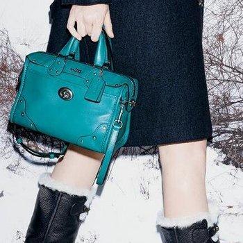 COACH 蔻驰 Crackle Leather Rhyder 24 Satchel 女士手提包