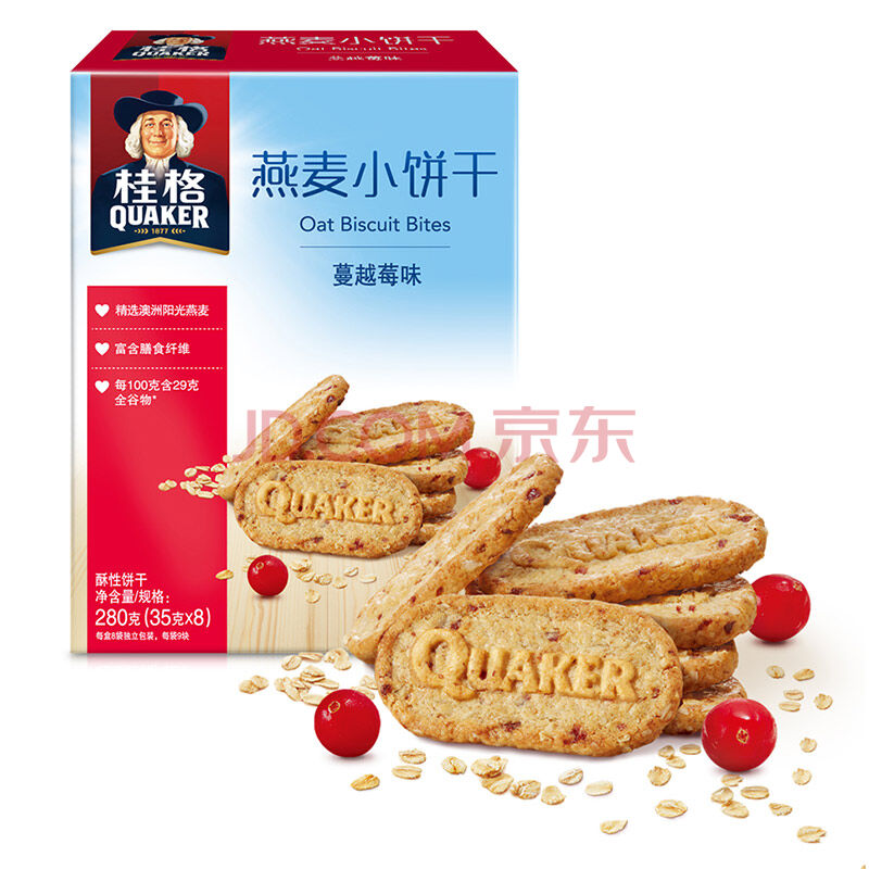 QUAKER 桂格 燕麦小饼干 蔓越莓味 35g*8包    9.45元（18.9元，可99-50）