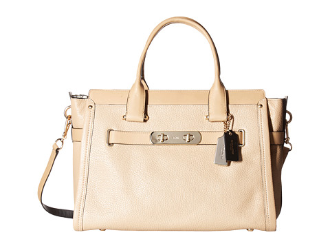国内￥3500+！COACH 蔻驰 女士拼色真皮手提包 白色款