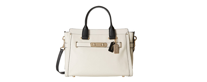 新低价！COACH Colorblock Swagger 37 真皮手提斜挎包