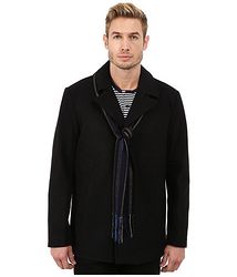 L码起！PERRY ELLIS Wool Carocat 男士羊毛混纺大衣（带围巾）