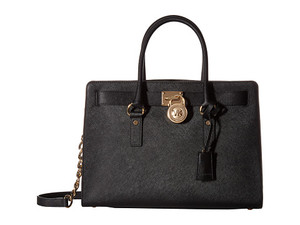 MICHAEL Michael Kors Hamilton 黑色十字纹牛皮大号锁头包
