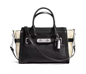 COACH 女士黑白拼色真皮 Swagger 27 手袋