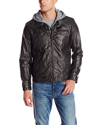 Levi's Faux-Leather 男士仿皮连帽机车夹克
