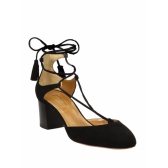 【3折】Aquazzura 粗跟绑带鞋 黑色 还余主要码数 $217.5（约1575元）