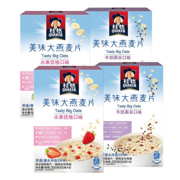桂格 美味大燕麦片牛奶黑谷口味200g*2+优格口味200g*2 折33.5元(买2免1)