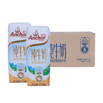 Anchor 安佳 超高温灭菌全脂牛奶 250ml*24盒*2箱*2件 206元包邮（双重优惠）