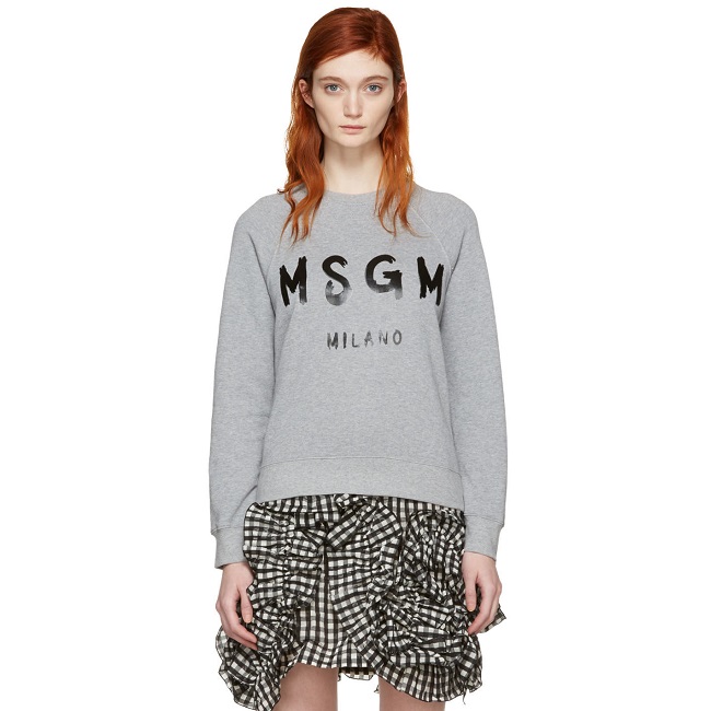 MSGM 灰色品牌Logo印花卫衣 $190（约1376元）
