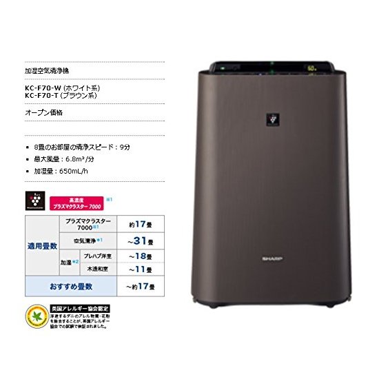 SHARP 夏普 KC-E50W 加湿型空气净化器