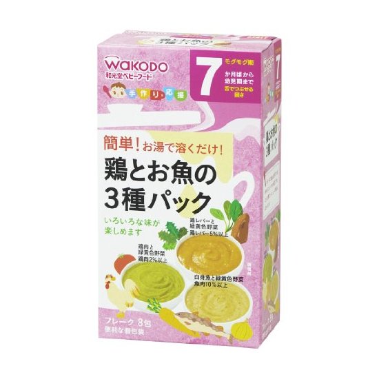WAKODO 和光堂 婴儿辅食鸡肉鸡肝鱼肉泥3种组合包 FC33 6個