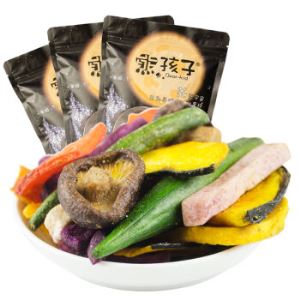 【京东超市】熊孩子 综合蔬菜脆106g*3袋 香菇脆秋葵干即食 果蔬脆片零食