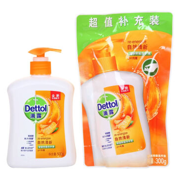 Dettol 滴露 自然清新洗手液 （500g+300g） 折9.9元（19.9，满199-100）
