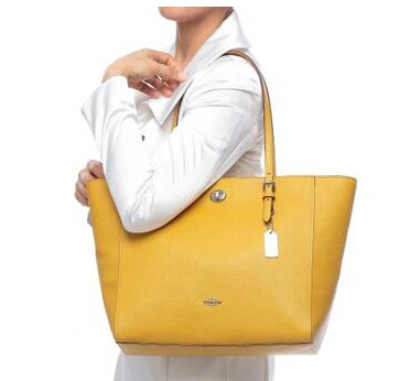 COACH 蔻驰 Crossgrain Turnlock 女士真皮托特包