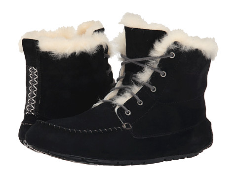 UGG Chickaree 女士黑色毛绒系带短靴