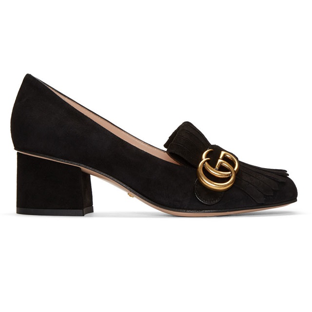Gucci 金扣高跟流苏乐福鞋 $750（约5329元）
