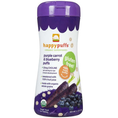 ￥9.90 禧贝HappyBaby 有机蓝莓紫色胡萝卜泡芙