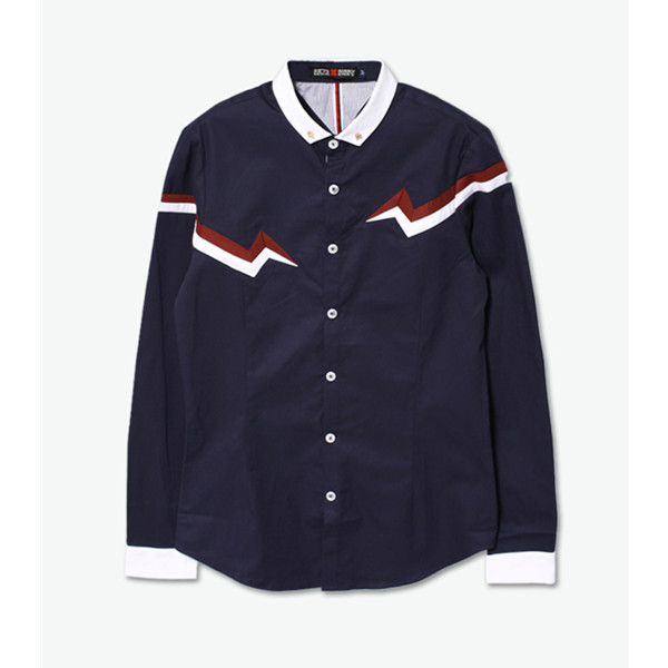 百搭舒适！HE75 Denim 撞色印花长袖衬衫 119元（需邮费）