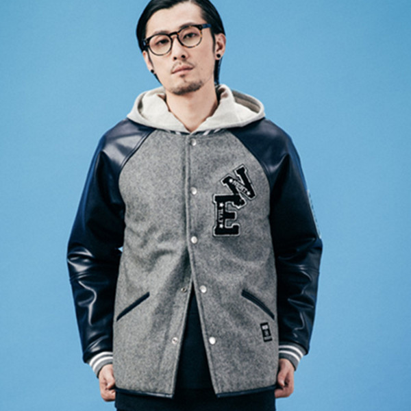 再降！EVD 双材质拼接棒球厚夹克 159元