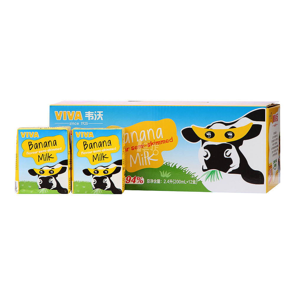 ￥29.00 VIVA 韦沃 牛奶（香蕉口味）2.4L（200mL*12盒）爱尔兰进口