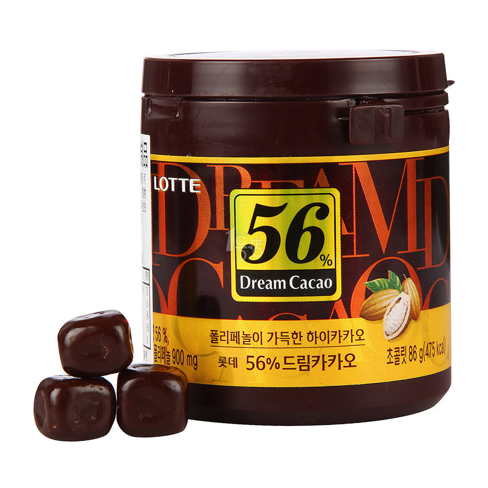 ￥12.25 L0TTE 乐天 56%可可黑巧克力制品 86g/盒 韩国进口