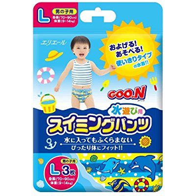 GOO.N大王 婴儿游泳纸尿裤 防水/戏水 男宝宝用 L 3枚入 约14.76元 原价 17.28元