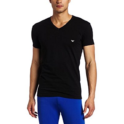 Armani Eagle 鹰标V领 Tee 纯棉弹力T恤，Medium 约127.28元 原价 254.97元