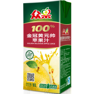 众果 100%纯果汁金冠黄元帅苹果汁1L*6盒 29.9元