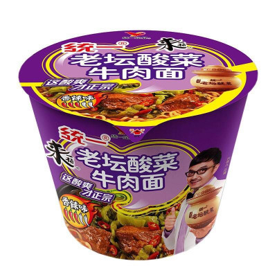 ￥39.90 统一来一桶老坛酸菜牛肉面120g*12桶/箱（香辣味）