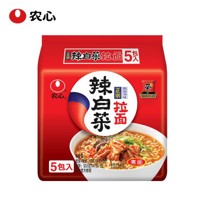 ￥15.90 【苏宁易购超市】农心 辣白菜五连包 方便面120g*5