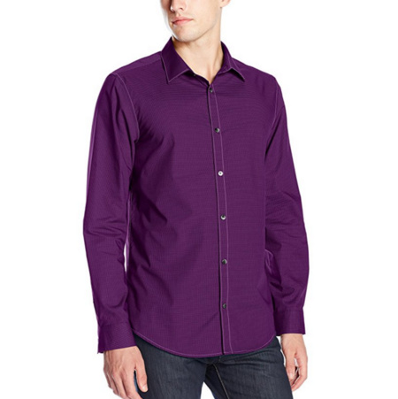 卡尔文 克莱恩（Calvin Klein） Mini-Check Poplin 男士纯棉长袖衬衫 ￥91