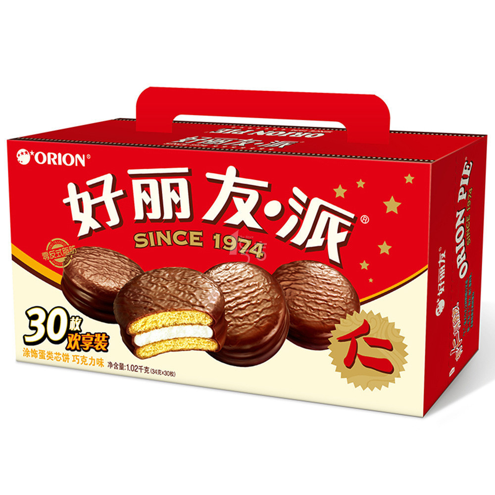 ￥26.90 0点开始： Orion 好丽友 巧克力味涂饰蛋类芯饼 30枚 1020g