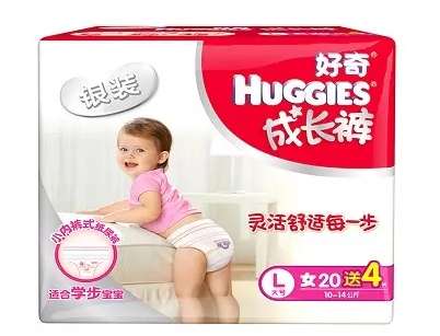 HUGGIES 好奇 银装 女婴成长裤 L24片 19.9元（39.9元，199-100）