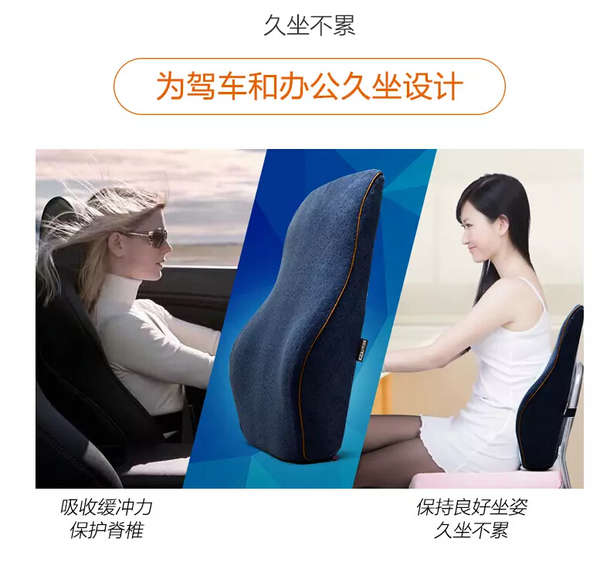 Mian° 眠度 汽车/办公室/居家 慢回弹腰靠垫 39元包邮（79-10-30）