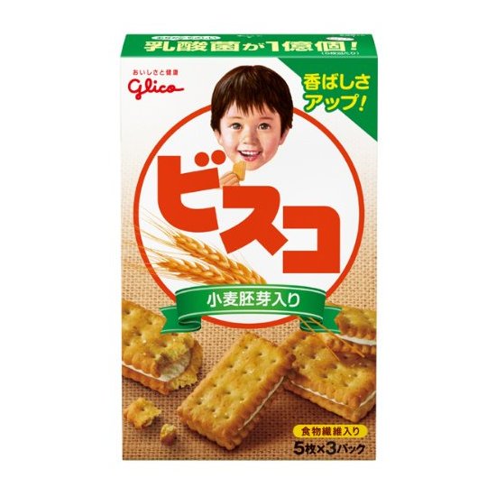 固力果 glico 小麦胚芽乳酸营养夹心饼