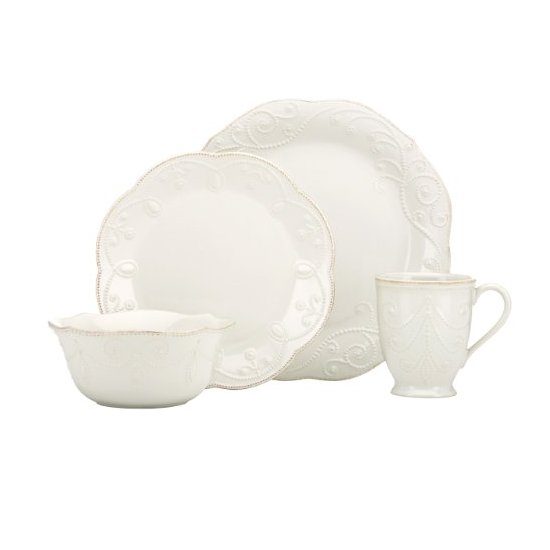 Lenox 莱诺克斯 French Perle 浮雕瓷器餐具 4件