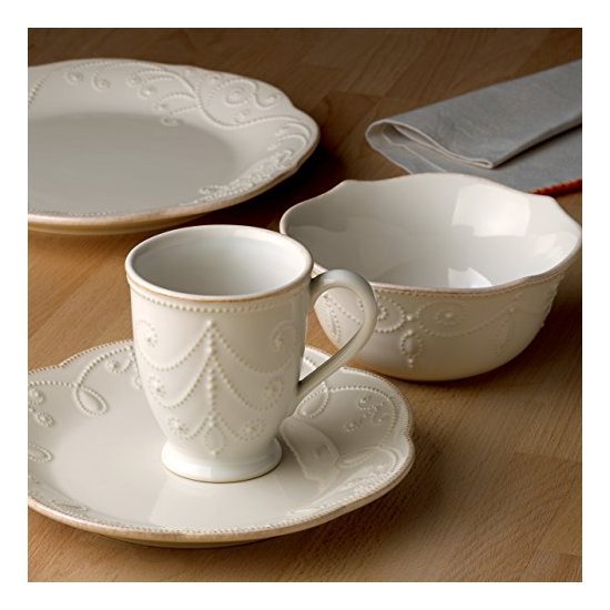 Lenox 莱诺克斯 French Perle 浮雕瓷器餐具 4件