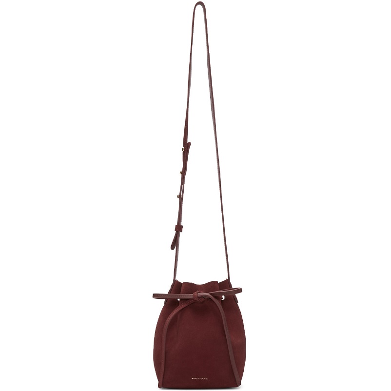 Mansur Gavriel 酒红麂皮迷你迷你水桶包 $395（约2861元）