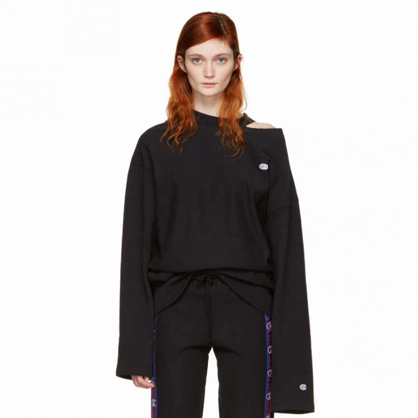 【超罕见】Vetements X Champion 合作系列 黑色露肩卫衣 码全 0（约5306元）