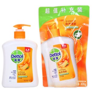 0点开启Dettol 滴露 自然清新洗手液 （500g+300g）