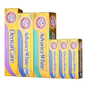 艾禾美（ARM&HAMMER）专业亮白6支装（亮白洁净牙膏121g+专业呵护牙膏178g+清新洁净121g+亮白洁净25g×3）满199-100