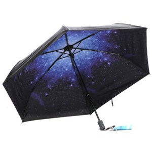 天堂伞 （UPF50+）全遮光黑胶碳纤骨三折超轻太阳伞晴雨伞31809E兰色