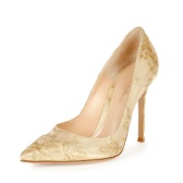 婚鞋也可以是它！Gianvito Rossi 蕾丝尖头高跟鞋 $372（约2695元）