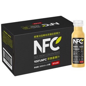 【京东超市】农夫山泉NFC果汁 100%NFC苹果香蕉汁300ml*24瓶 整箱 plus会员125 近期好价