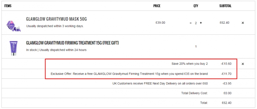新品！满赠15g！GLAMGLOW 紫罐提拉紧致发光面膜 50g ￡31.2（约268元）