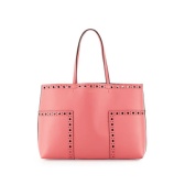 额外7折 Tory Burch BLOCK-T 拷花皮制托特包 粉色 $222.44（约1611元）