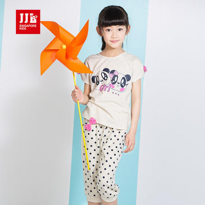 ￥39 季季乐童装女大童夏季套装儿童短袖短裤两件套波点卡通休闲套装价格_品牌_图片_评论-当当网
