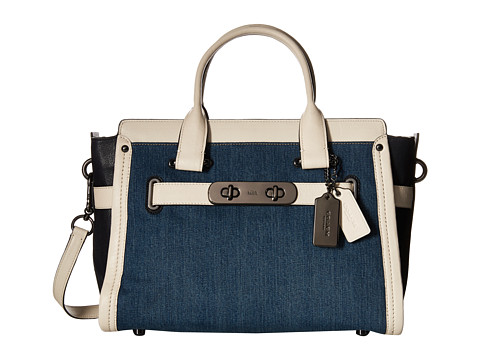 COACH 蔻驰 Denim Color Block 女士真皮单肩包